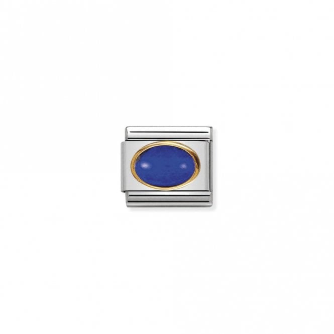 Classic Gold Oval Lapis Stone Sparkly Charms