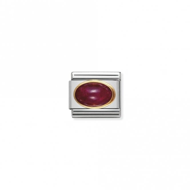 Classic Gold Oval Ruby Stone Sparkly Charms
