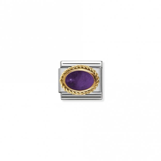 Classic Gold Oval Amethyst Stone Sparkly Charms