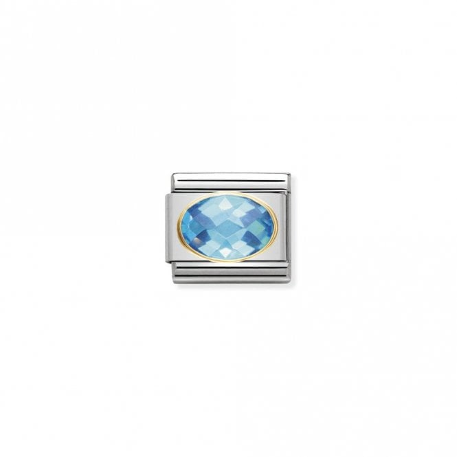 Classic Gold CZ Facetted Light Blue Sparkly Charms