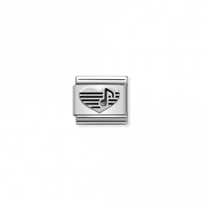 Classic Silver Heart with Musical Note Music Charms