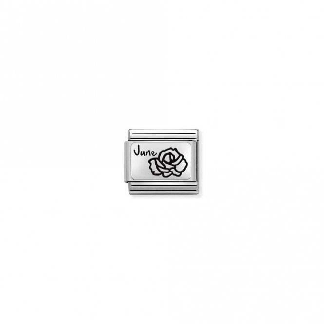 Classic Silver June Rose Flower Birthday & Birthstone Charms