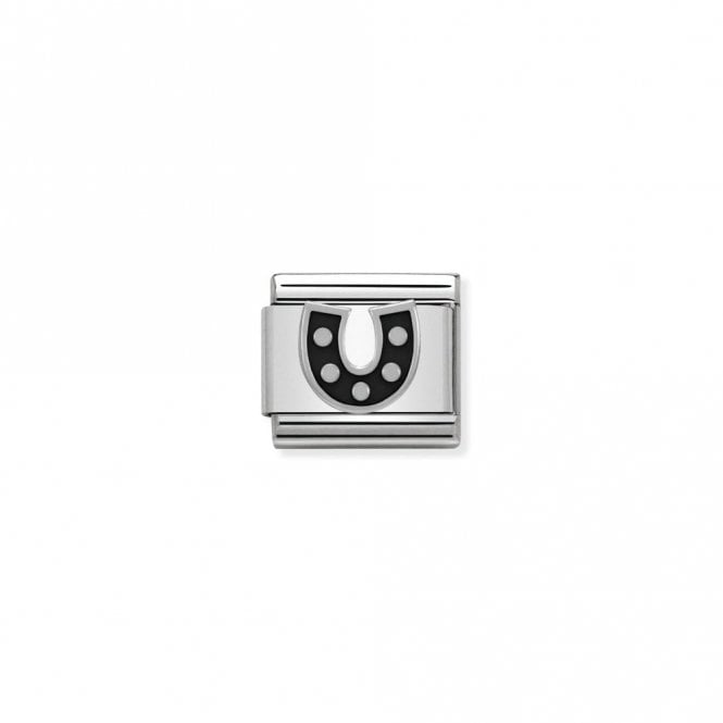 Classic Silver Black Horseshoe Good Luck Charms