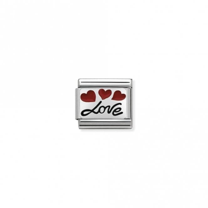 Nomination Classic Silver Love In Italics and Balloons Love & Hearts Charm