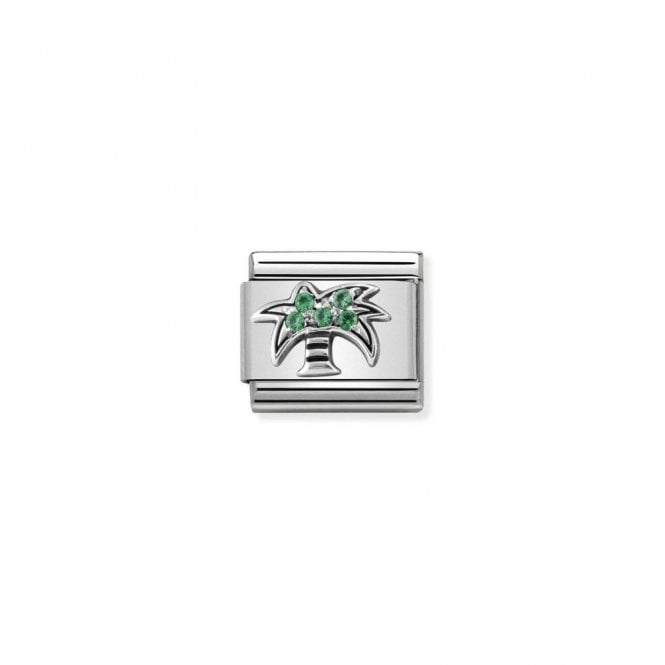 Classic Silver CZ Palm in Green Flowers & Nature Charms