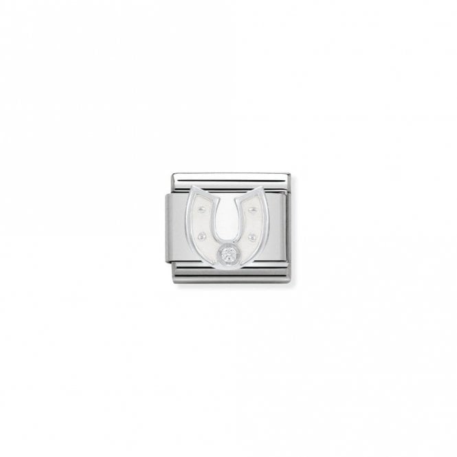 Classic Silver CZ White Horseshoe Good Luck Charms
