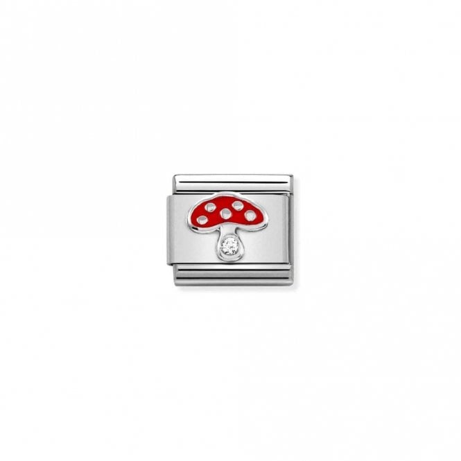 Nomination Classic Silver CZ Mushroom Flowers & Nature Charm