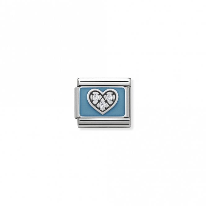 Classic Silver CZ Heart Light Blue Friends & Family Charms