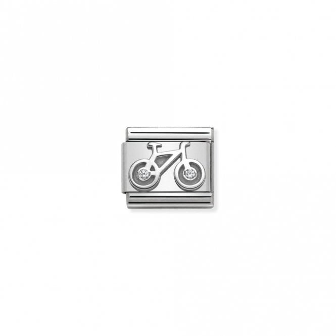 Nomination Classic Silver CZ Bicycle Sports & Hobbies Charm