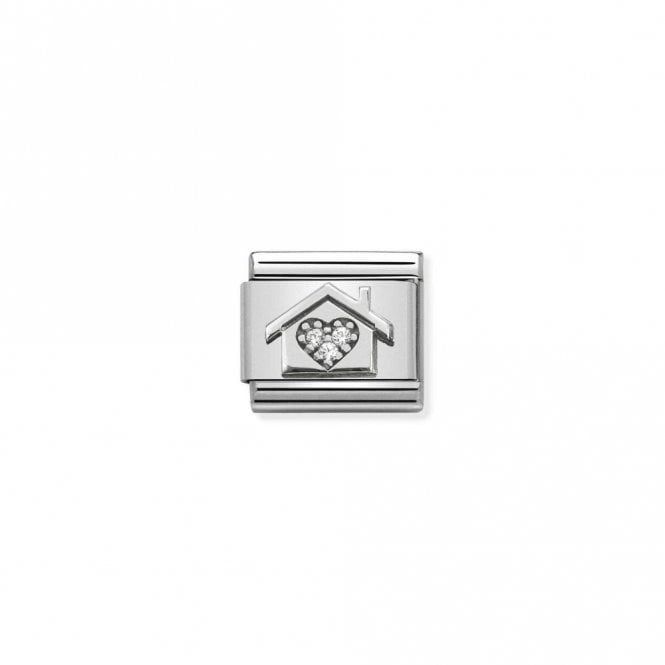 Classic Silver CZ Home with Heart Friends & Family Charms