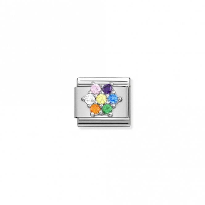 Classic Silver CZ Rainbow Flower Flowers & Nature Charms