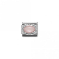 Classic Silver Pink Opal Oval Sparkly Charms