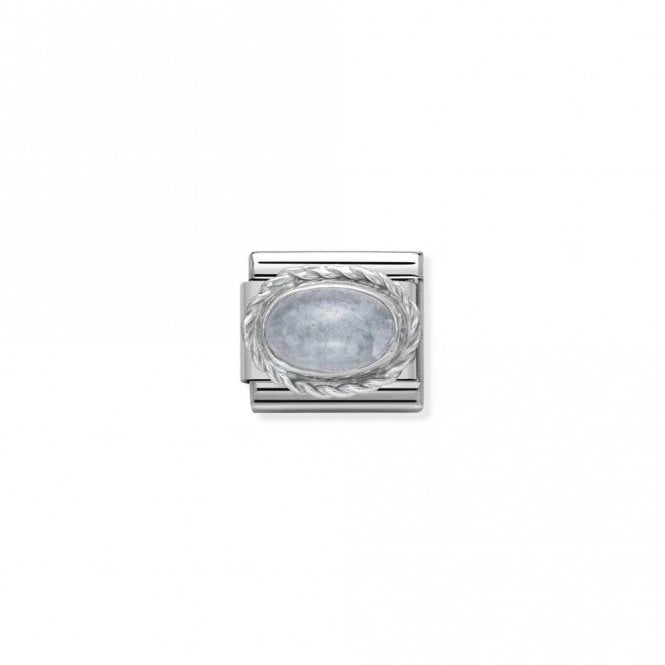 Classic Silver Aquamarine Oval Sparkly Charms