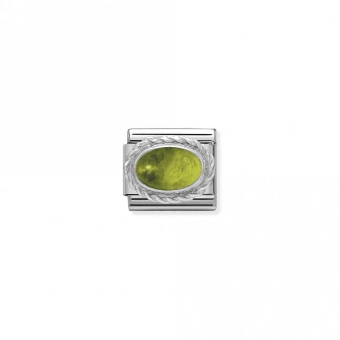 Classic Silver Peridot Oval Sparkly Charms
