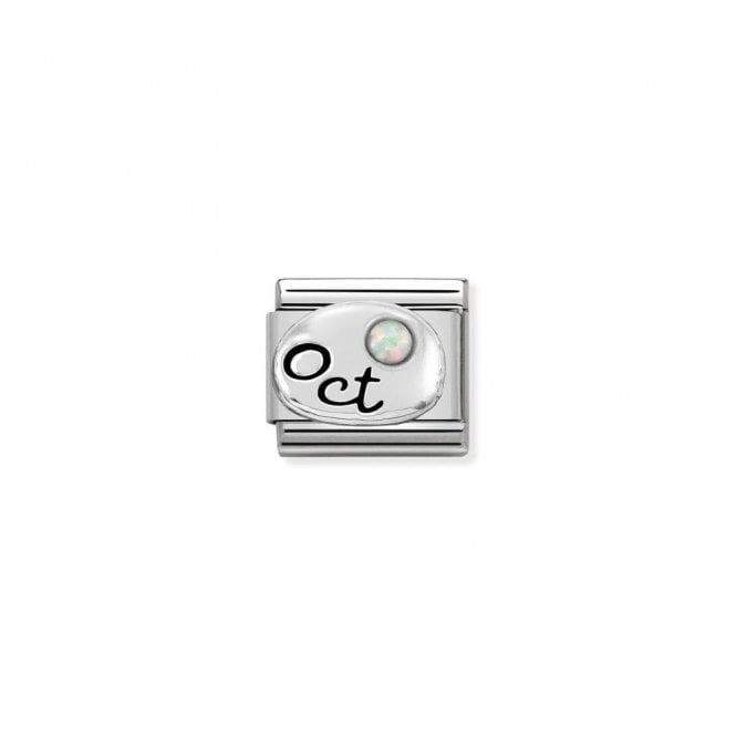 Classic Silver October White Opal Birthday & Birthstones Charms