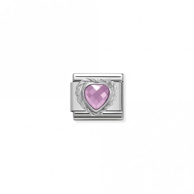 Classic Silver CZ Facetted Pink Heart Love & Hearts Charms