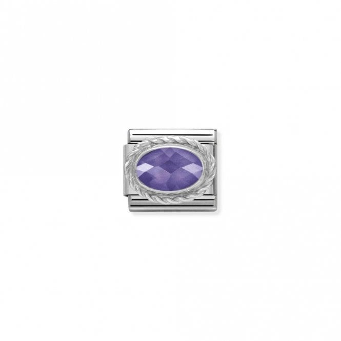 Classic Silver CZ Facetted Purple Oval Sparkly Charms