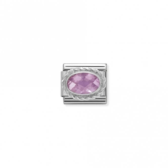 Classic Silver CZ Facetted Pink Oval Sparkly Charms
