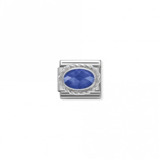Classic Silver CZ Facetted Blue Oval Sparkly Charms