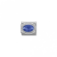 Classic Silver CZ Facetted Blue Oval Sparkly Charms