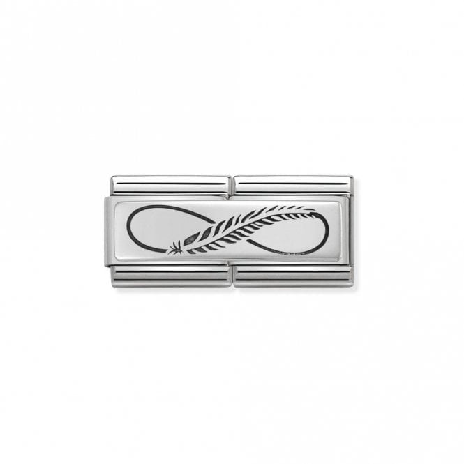 Silver Double Infinity Feather Love & Hearts Charms
