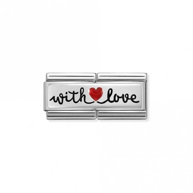 Nomination Silver and Enamel Double with HEART Love Love & Hearts Charm
