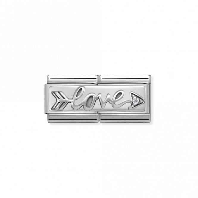 Silver and CZ Double Arrow Love Love & Hearts Charms