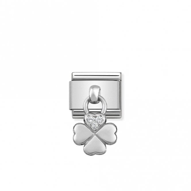 Classic Silver CZ Four-Leaf Clover Good Luck Charms