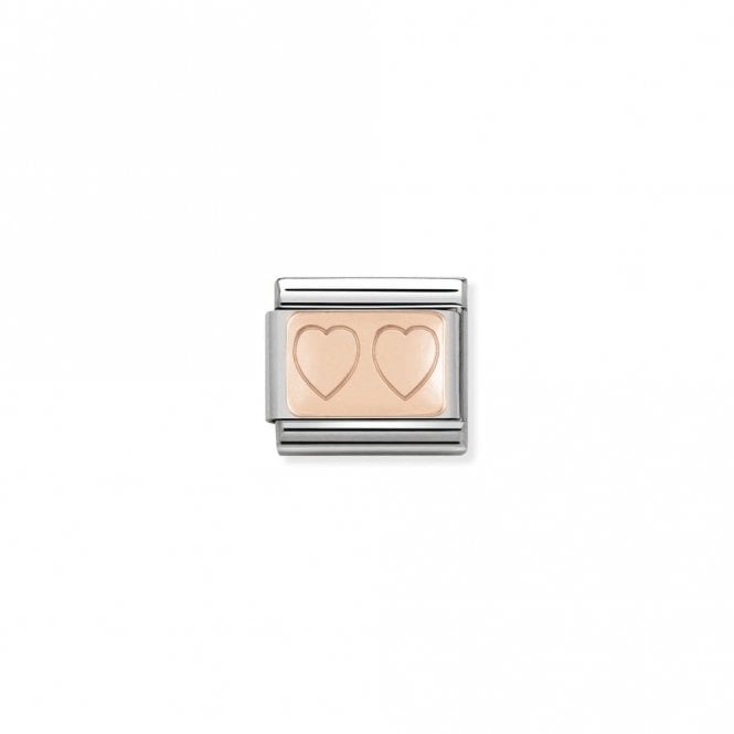 Classic Rose Gold Double Heart Love & Hearts Charms