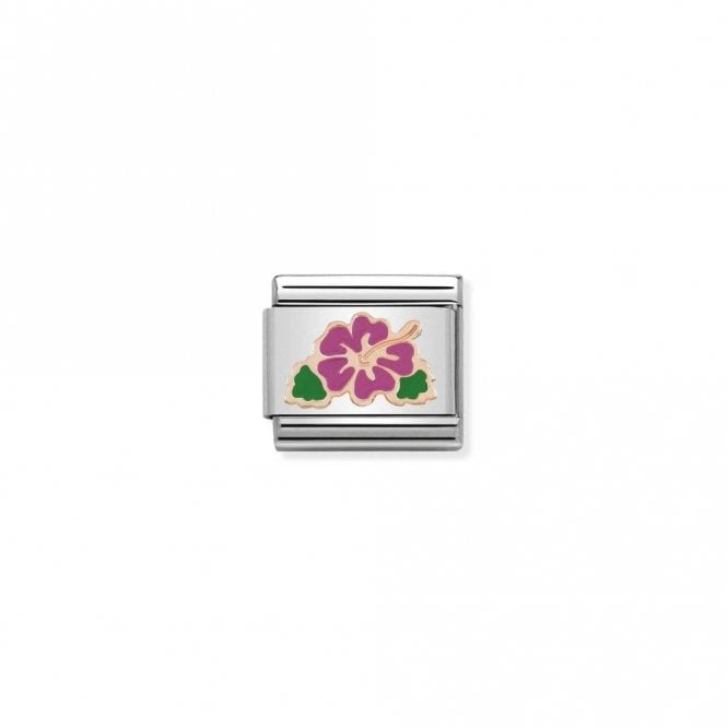 Classic Rose Gold Fuchsia Pink Ibiscus Flowers & Nature Charms
