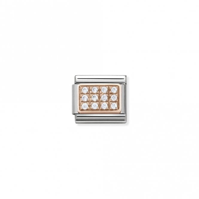 Classic Rose Gold CZ Pave White Grid Sparkly Charms