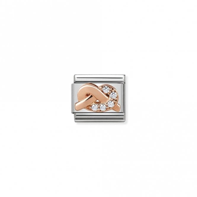 Nomination Classic Rose Gold CZ White Knot Love & Hearts Charm
