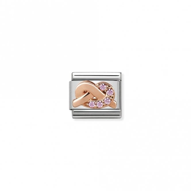 Classic Rose Gold CZ Pink Knot Love & Hearts Charms