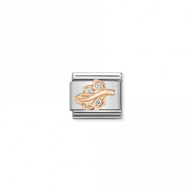 Classic Rose Gold CZ White Leaf Flowers & Nature Charms