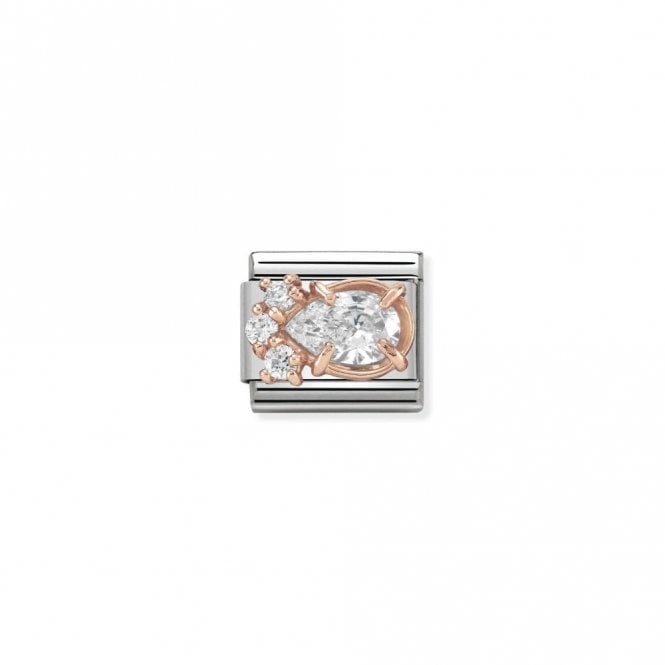 Classic Rose Gold CZ Rich White Drop Sparkly Charms
