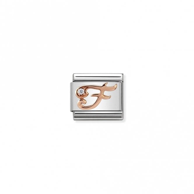 Classic Rose Gold CZ F Letter Charms