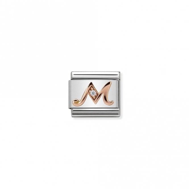Classic Rose Gold CZ M Letter Charms