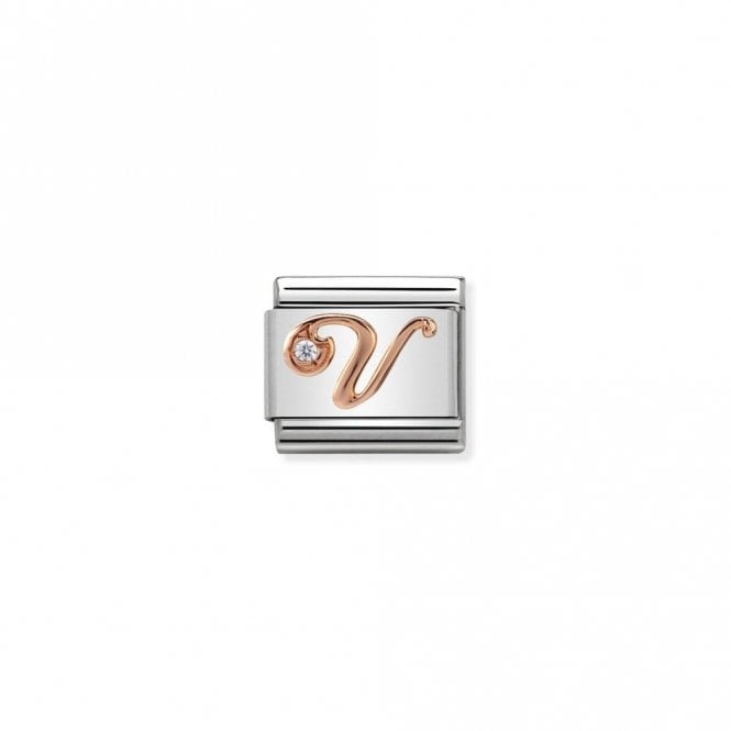 Classic Rose Gold CZ V Letter Charms