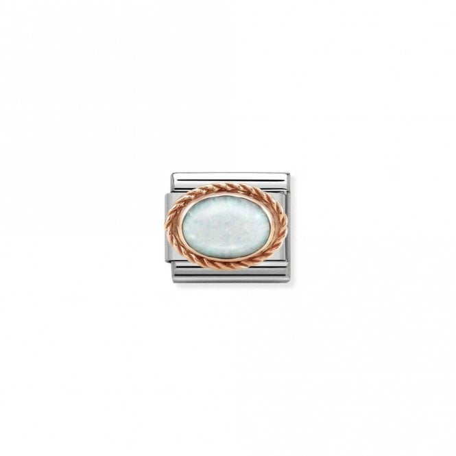 Classic Rose Gold Rich White Opal Stone Sparkly Charms