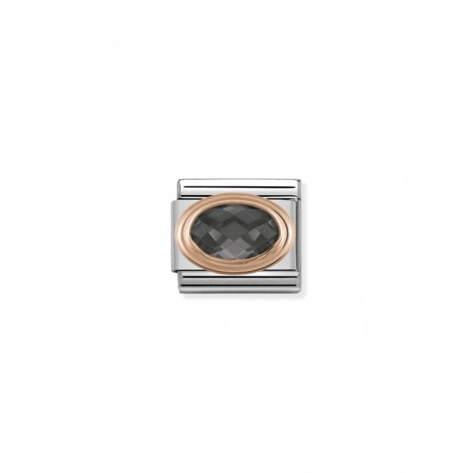 Classic Rose Gold CZ Facetted Black Stone Sparkly Charms
