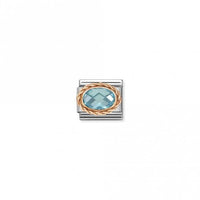 Classic Rose Gold and Facetted Light Blue Sparkly & Stones Charms