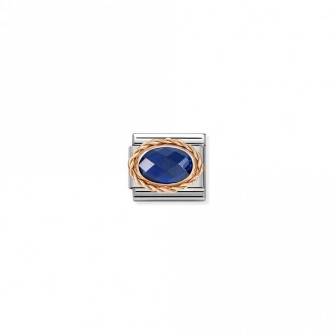 Nomination Classic Rose Gold and Facetted Blue Sparkly & Stones Charm