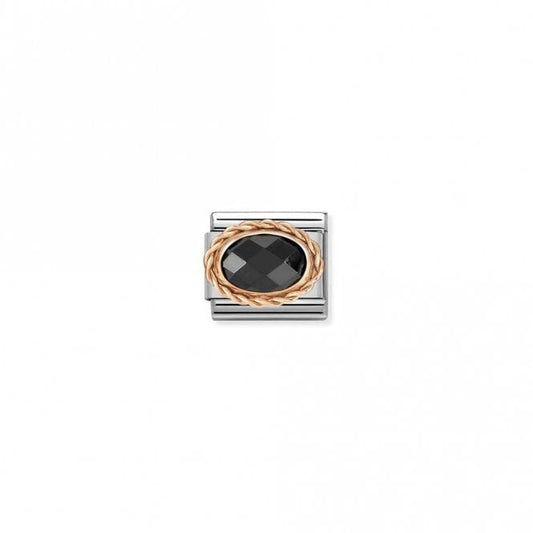 Nomination Classic Rose Gold and Facetted Black Sparkly & Stones Charm