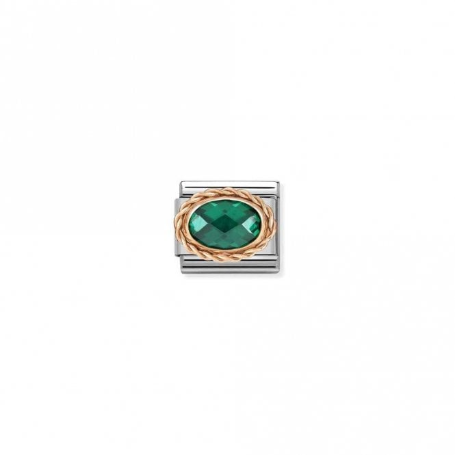 Classic Rose Gold and Facetted Emerald Green Sparkly & Stones Charms
