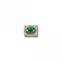Classic Rose Gold and Facetted Emerald Green Sparkly & Stones Charms