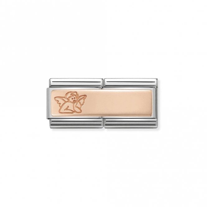 Classic Rose Gold Engravable Double Plate Angel Charms