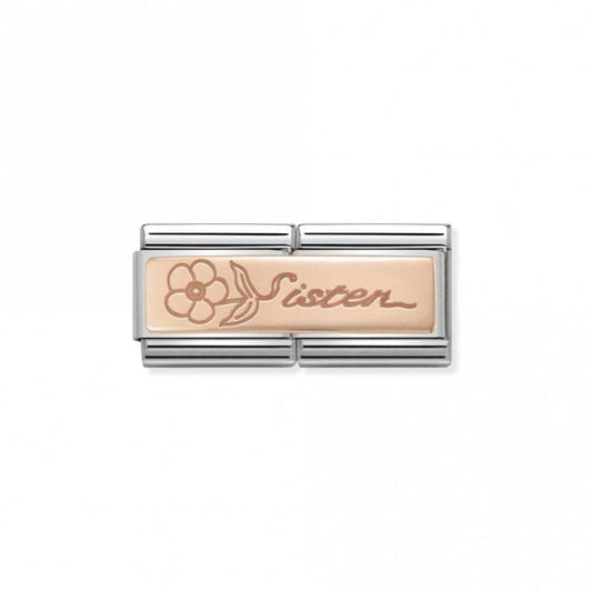 Nomination Rose Gold Double Sister with Flower Friends & Family Charm