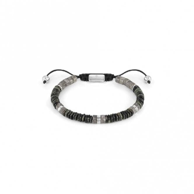 Instinct Style Silver Steel & Grey Jasper Bracelet