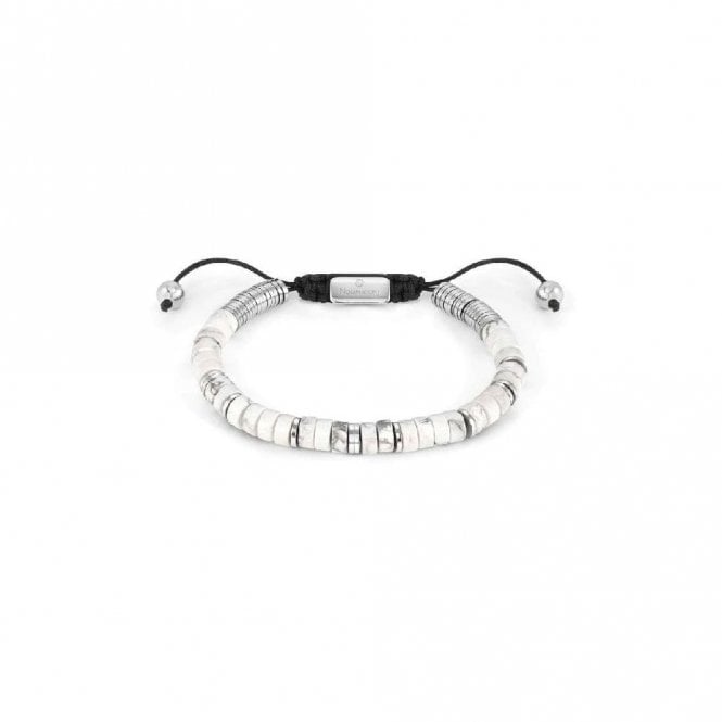 Instinct Style Silver Steel & White Turquoise Bracelet