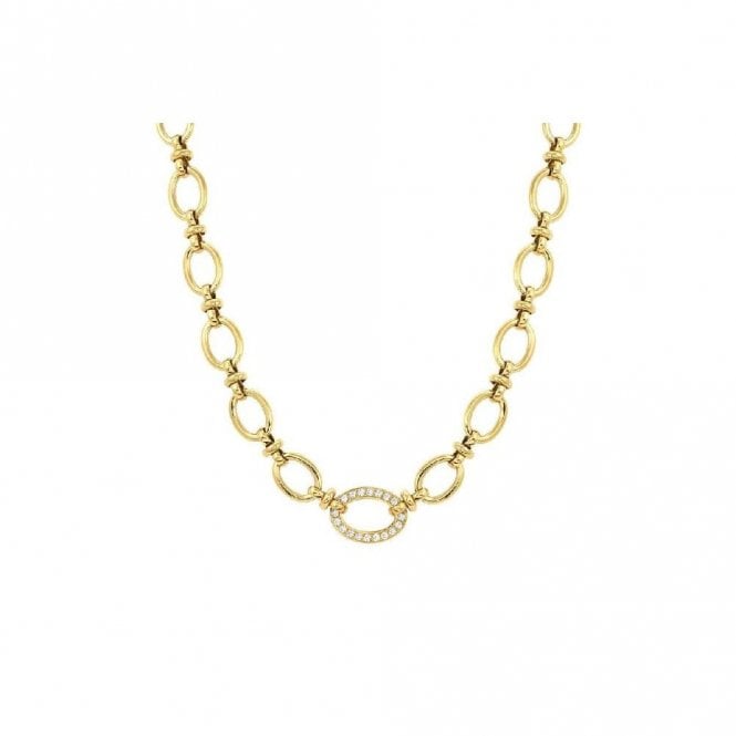 Affinity Gold Steel & CZ Link Necklace